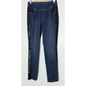 Belle by Kim Gravel Jeans Women's Size 4 Blue Flexibelle Straight Leg Sequins